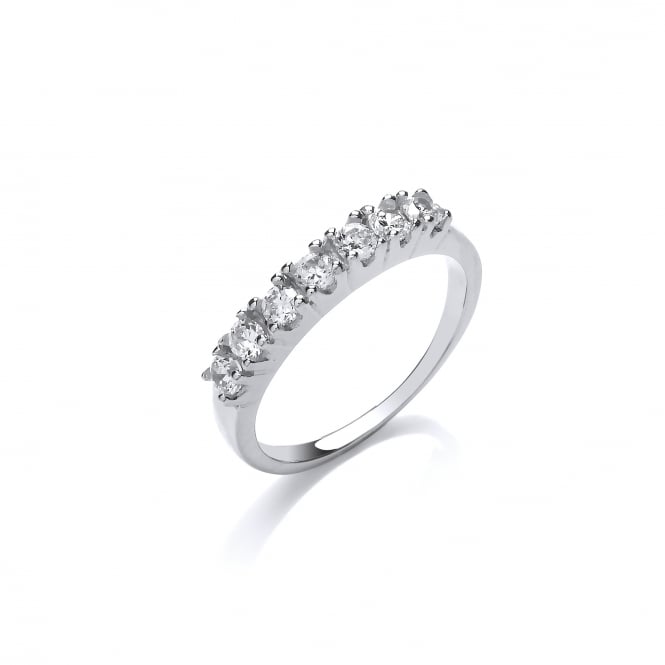Sterling Silver Claw Set Half Eternity Ring Created with Swarovski Zirconia