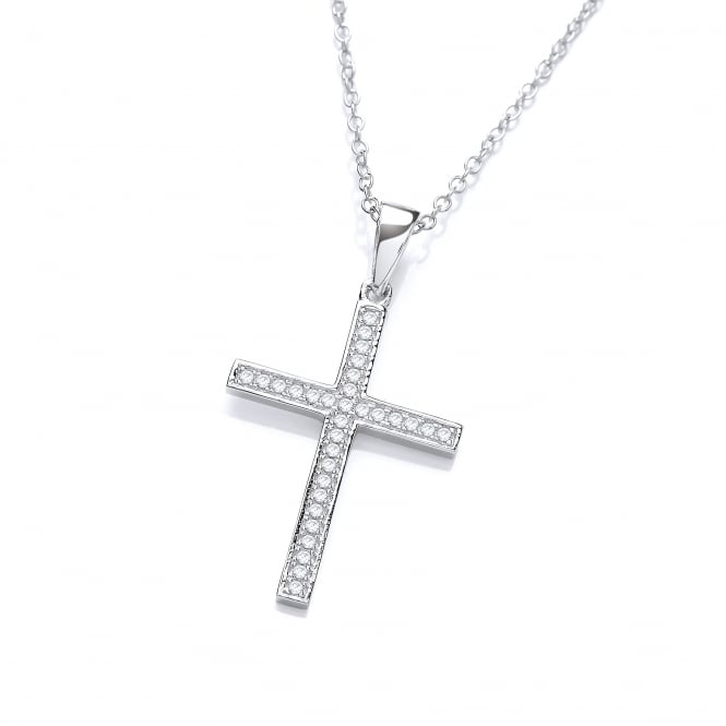 Sterling Silver Cross Pendant and Chain Created with Swarovski Zirconia
