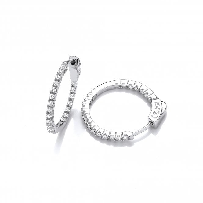 Sterling Silver Cubic Zirconia Line Hoop Earrings