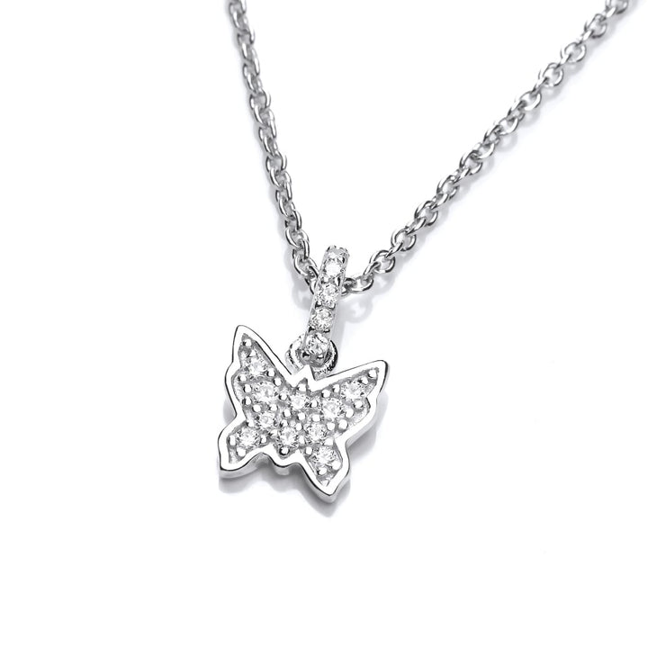 Sterling Silver Dainty Butterfly Pendant & Chain Created with Swarovski Zirconia