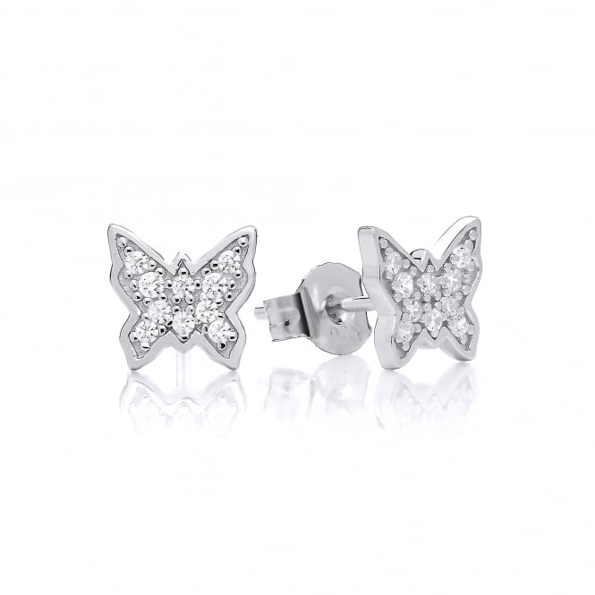 Sterling Silver Dainty Butterfly Stud Earrings Created with Swarovski Zirconia