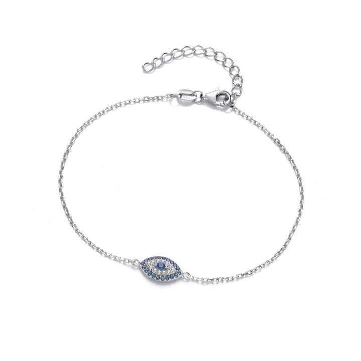 Sterling Silver Dainty Evil Eye Bracelet