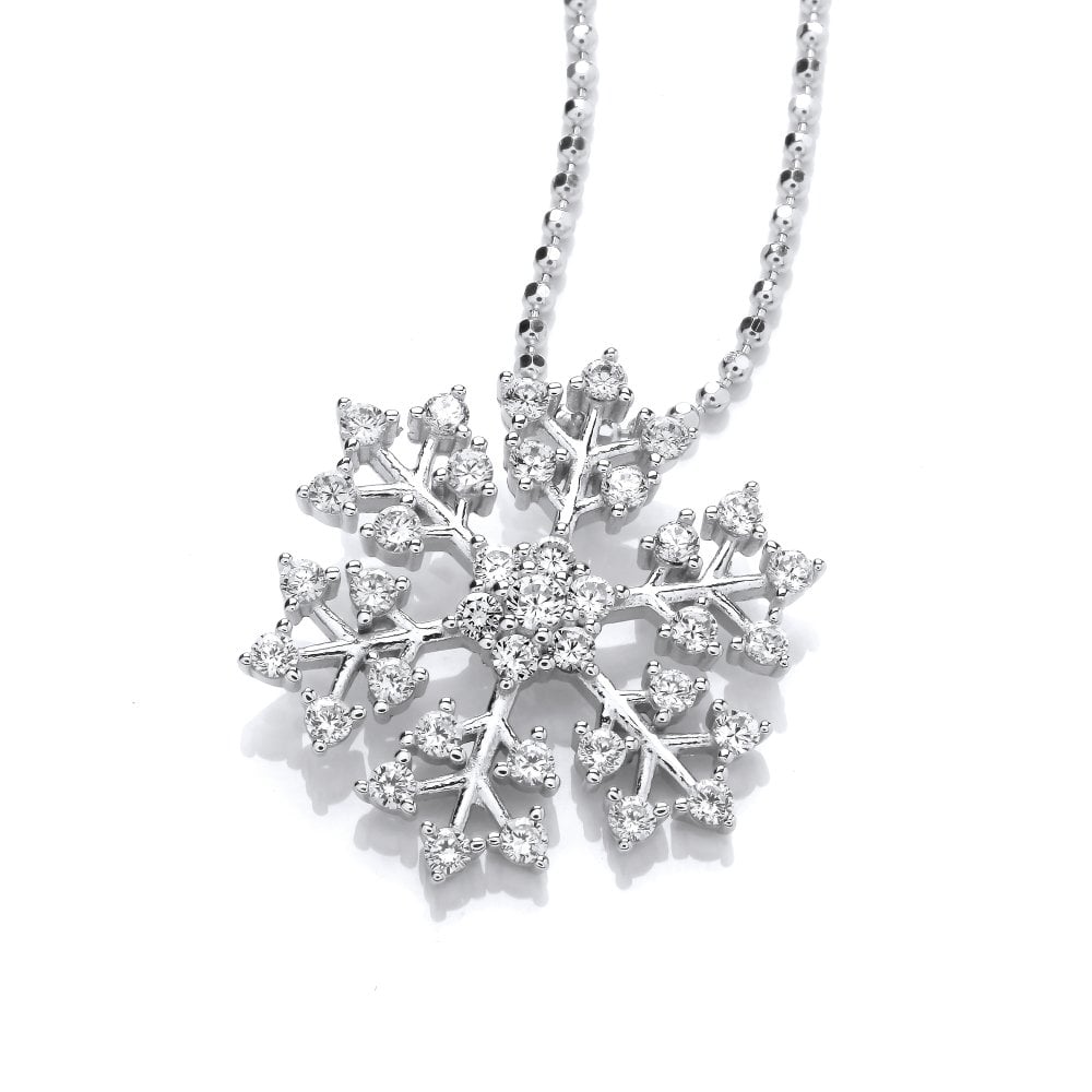 Sterling Silver Detailed Snowflake Pendant & Chain