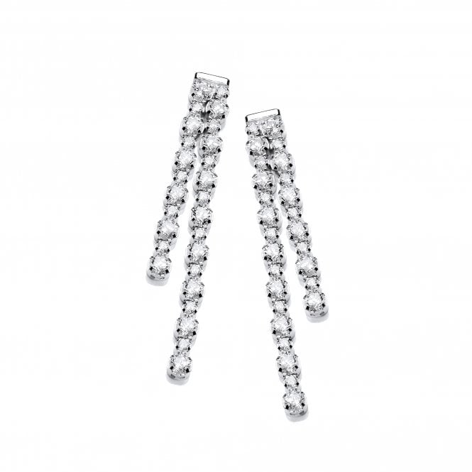 Sterling Silver Double Drop Earrings Created with Swarovski Zirconia