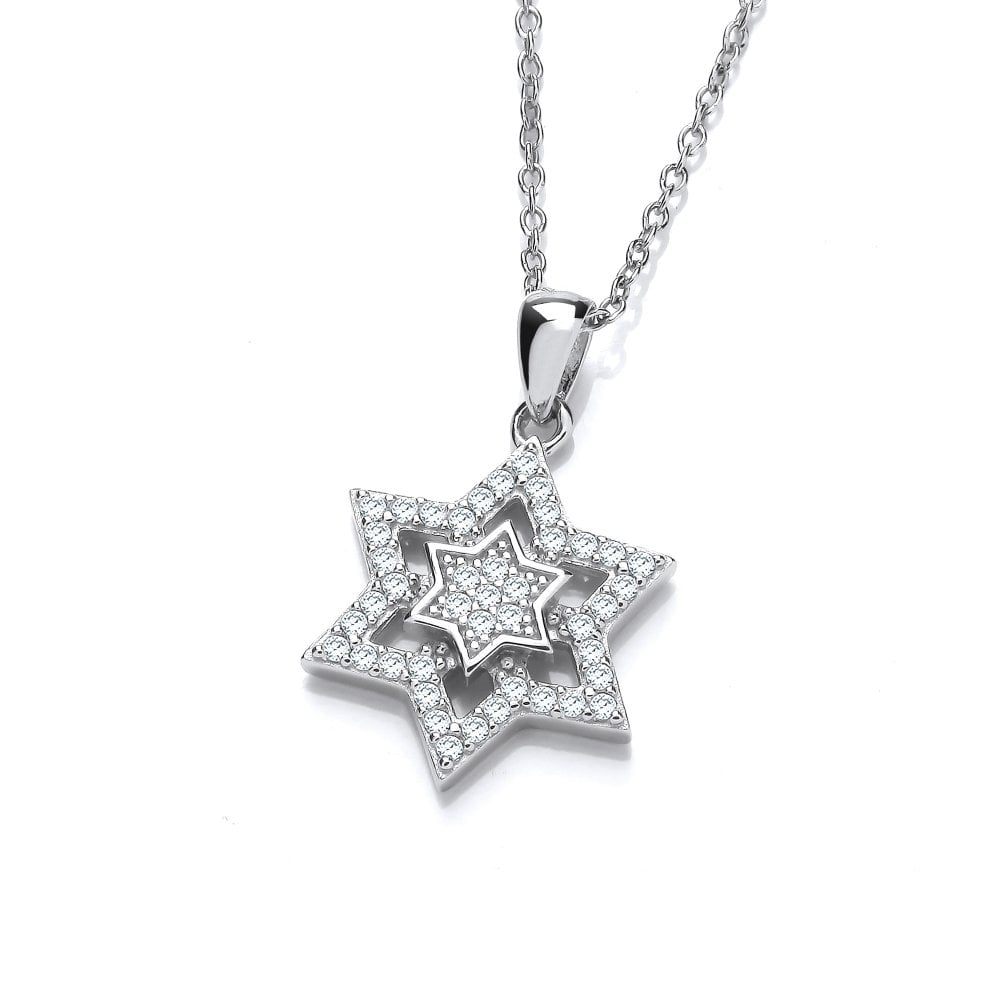 Sterling Silver Double Star of David Pendant & Chain