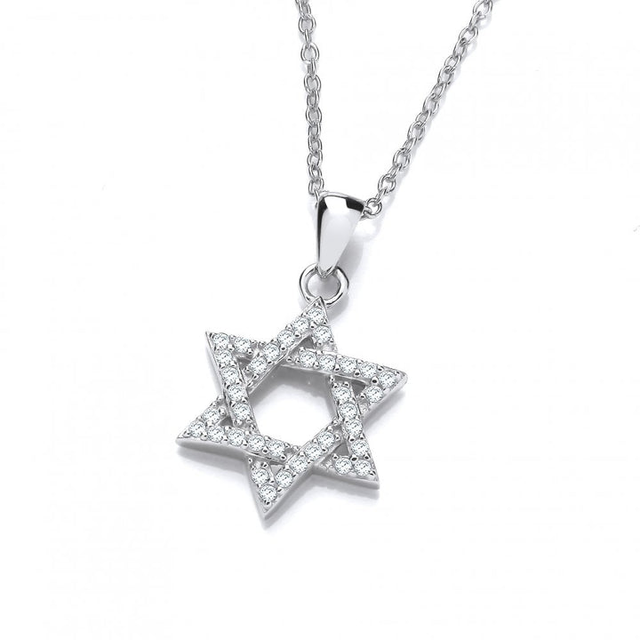 Sterling Silver Encrusted Star of David Pendant & Chain