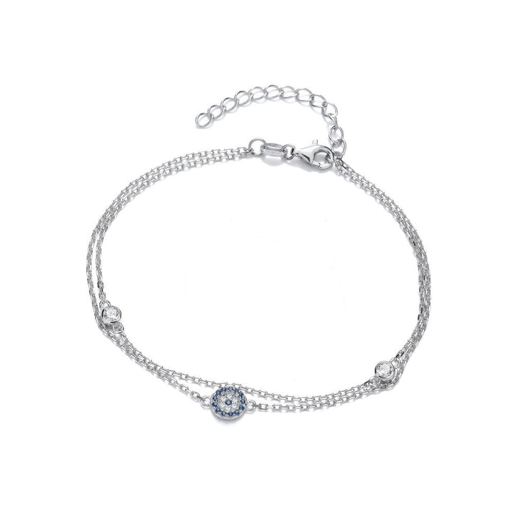 Sterling Silver Evil Eye Double Bracelet
