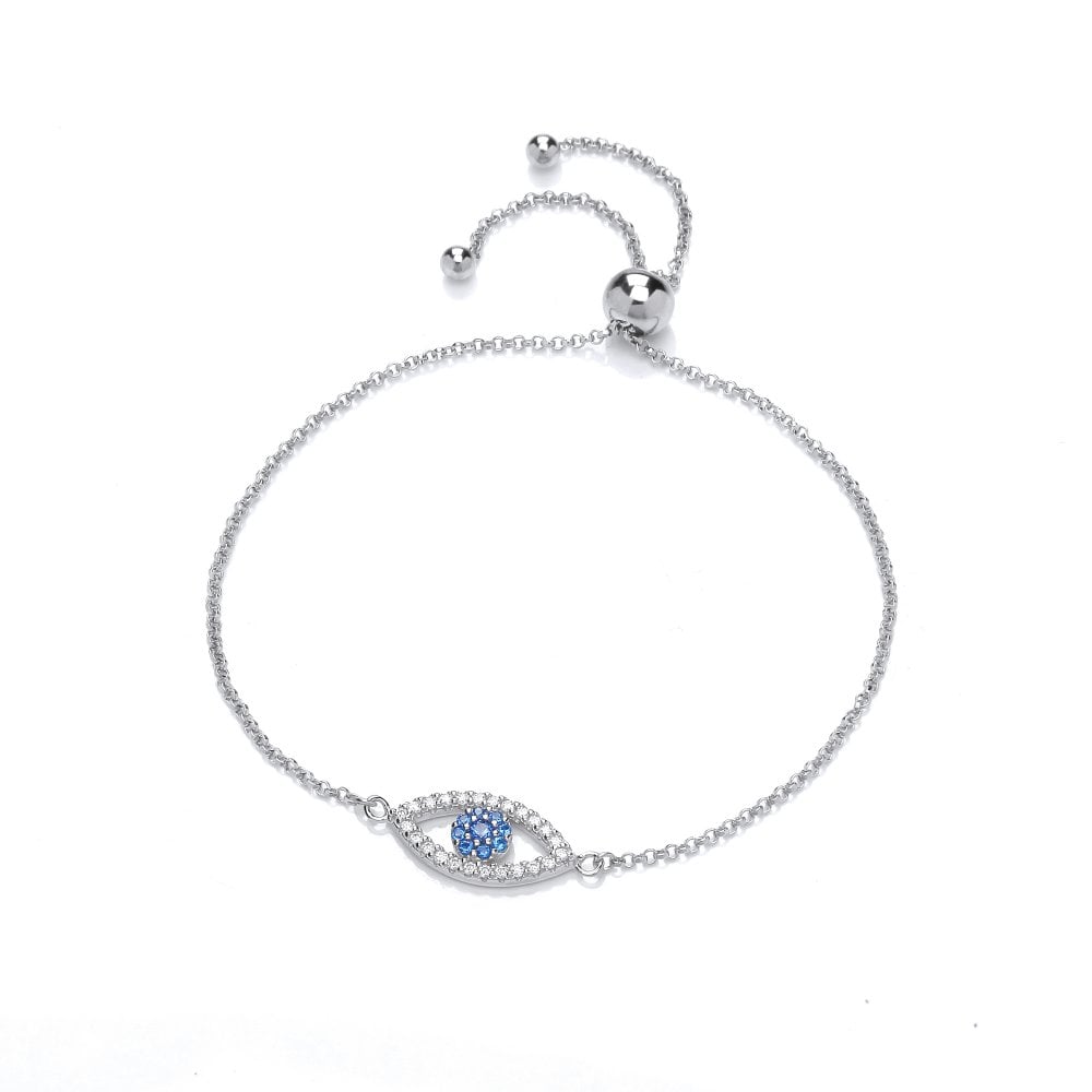 Sterling Silver Evil Eye Friendship Bracelet Created with Swarovski Zirconia