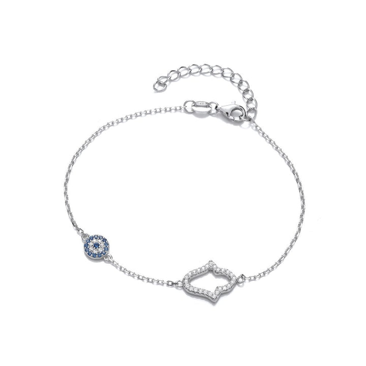 Sterling Silver Evil Eye & Hamsa Hand Bracelet