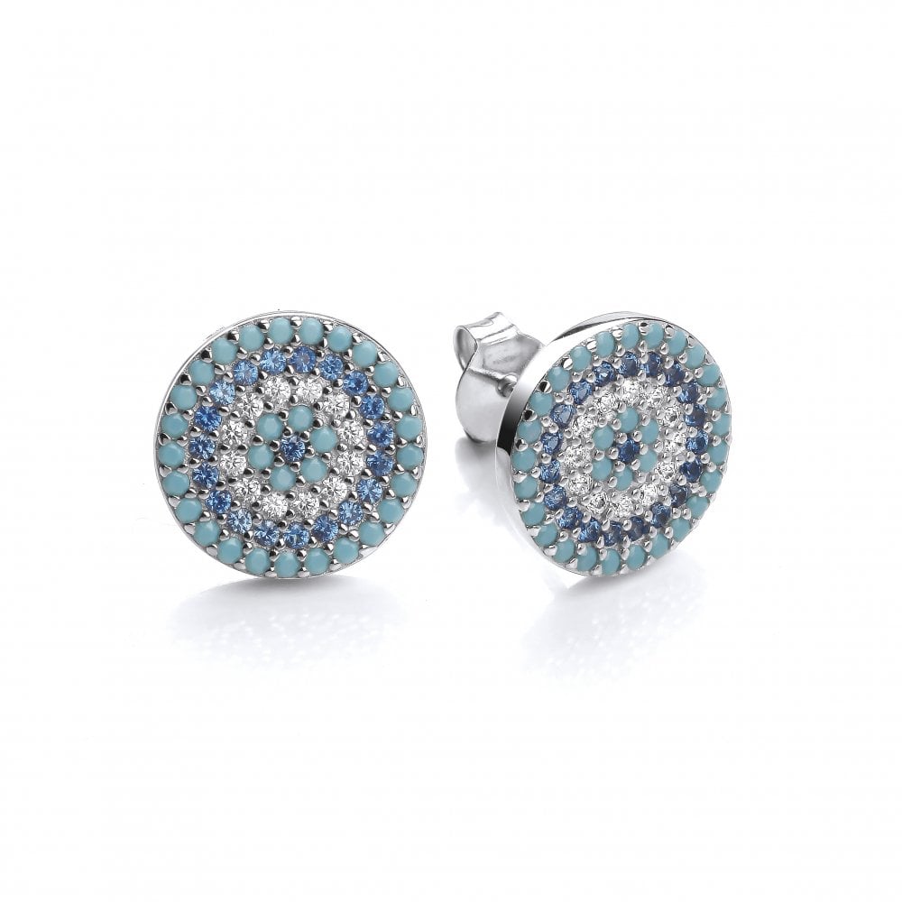 Sterling Silver Evil Eye Stud Earrings