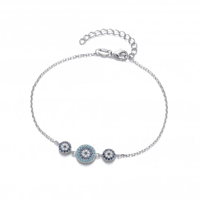 Sterling Silver Evil Eye Trio Bracelet
