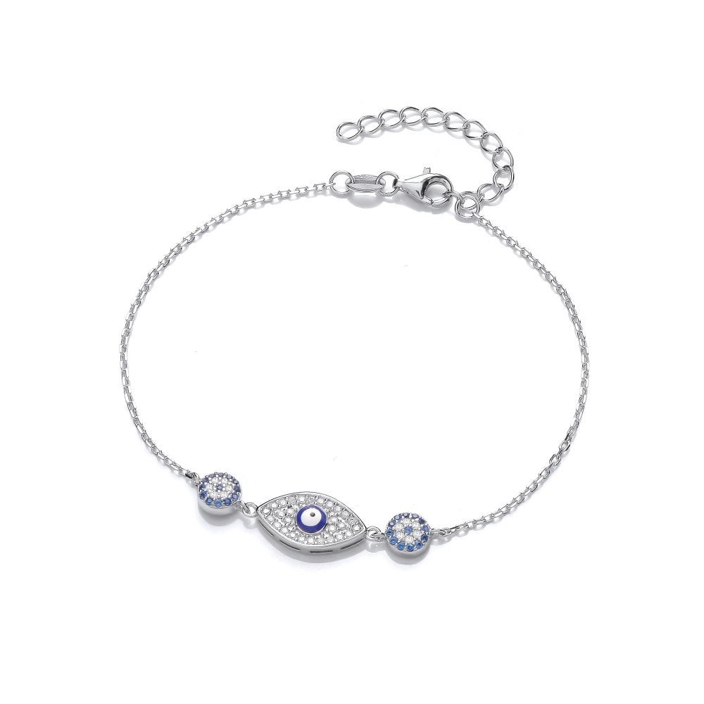 Sterling Silver Evil Eye Trio Bracelet