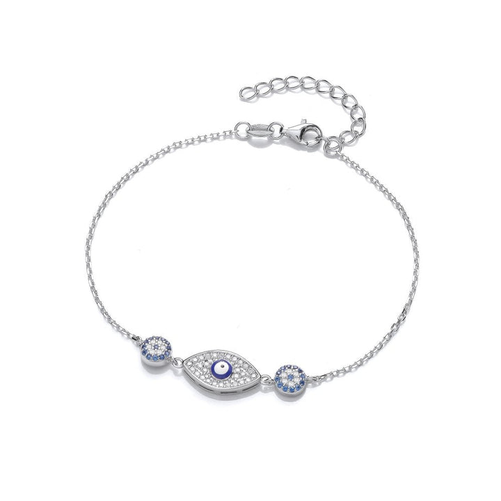 Sterling Silver Evil Eye Trio Bracelet
