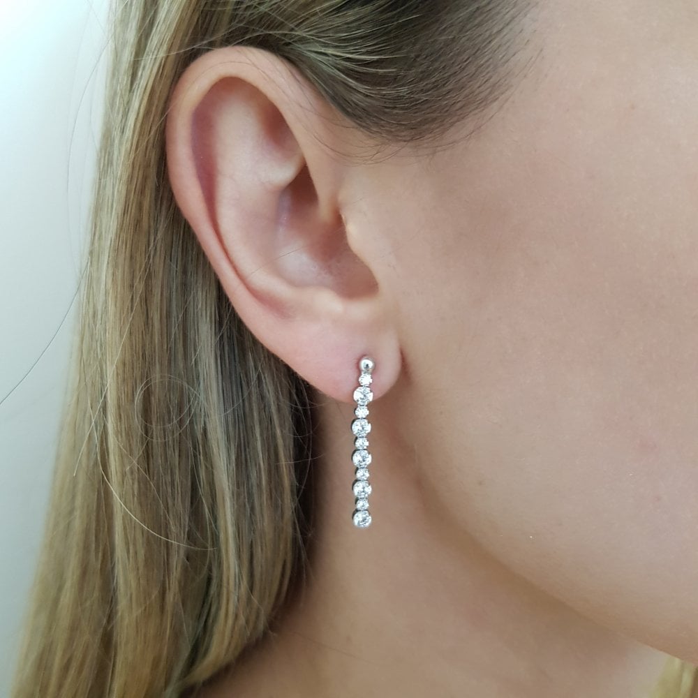 Sterling Silver Fine Drop Earrings Created with Swarovski Zirconia