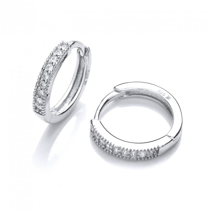 Sterling Silver Fine Round Hoop Earrings Created with Swarovski Zirconia
