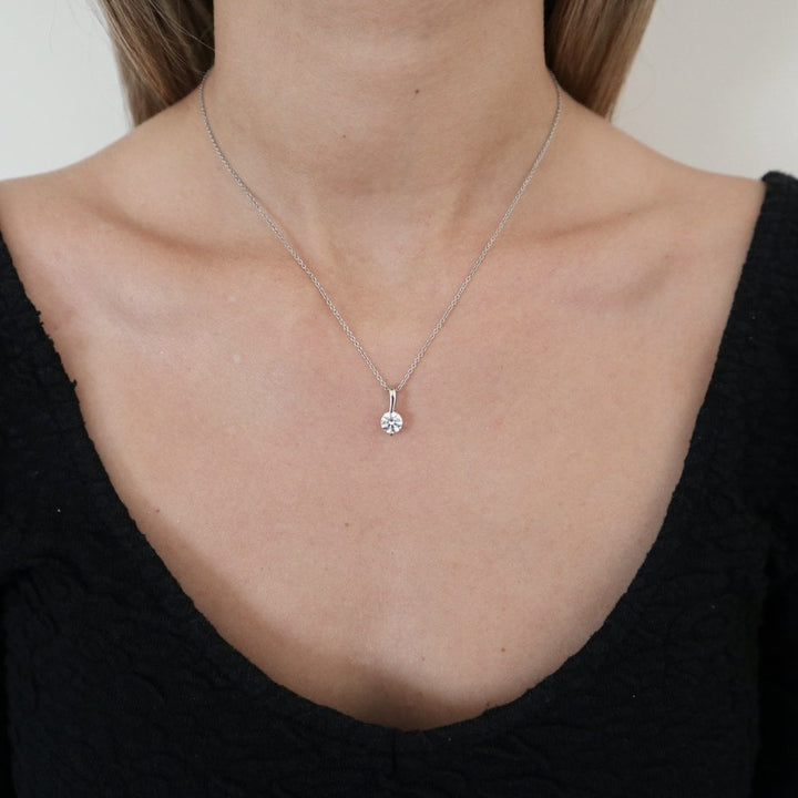 Sterling Silver Flash Solitaire Pendant & Chain Created with Swarovski Zirconia