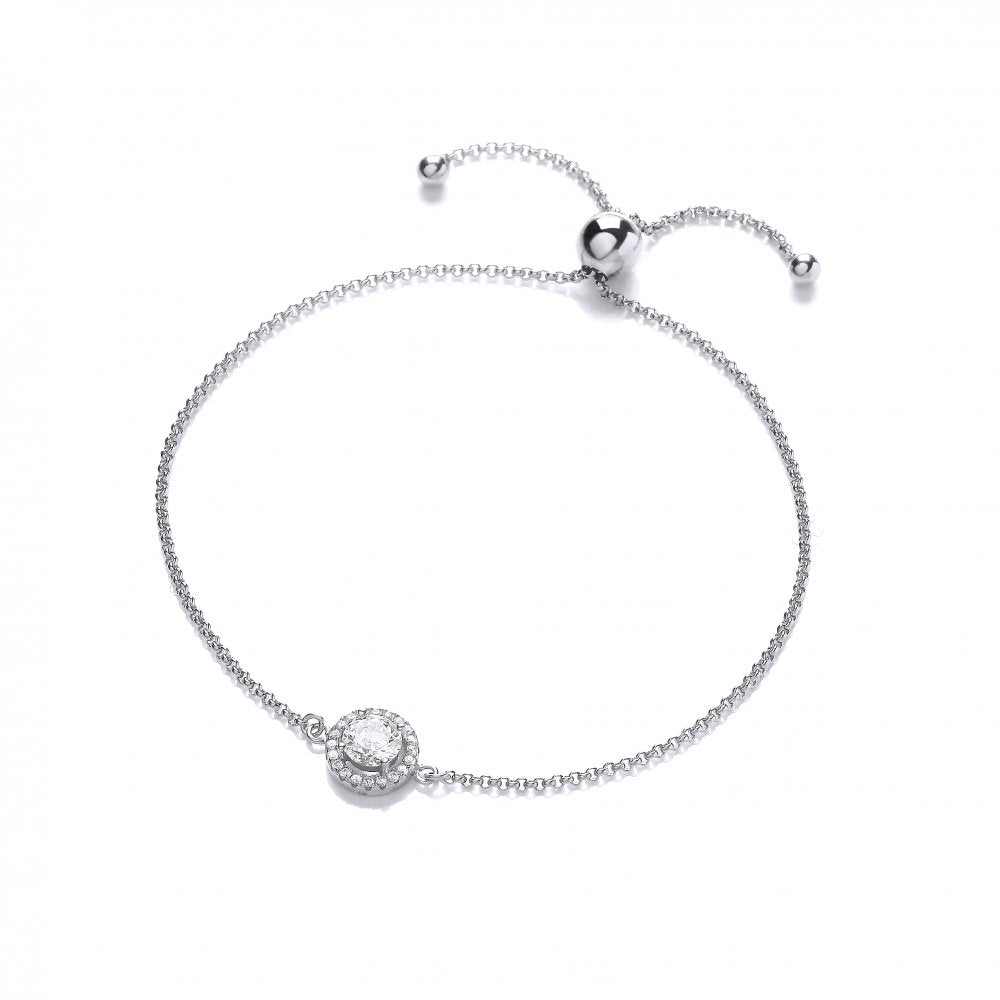 Sterling Silver Halo Friendship Bracelet Created with Swarovski Zirconia
