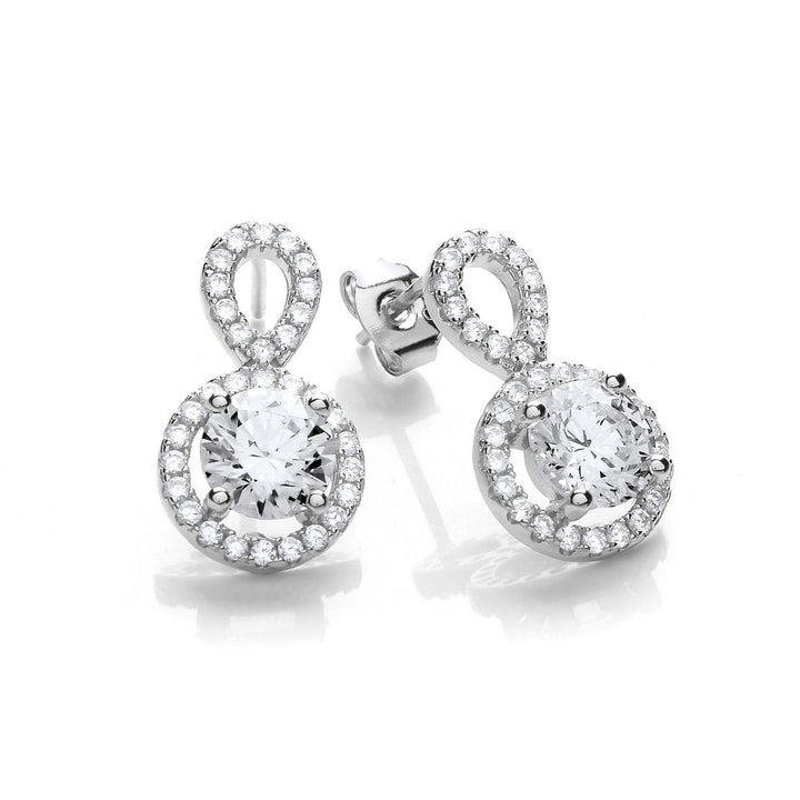 Sterling Silver Halo & Loop Stud Earrings Created with Swarovski Zirconia