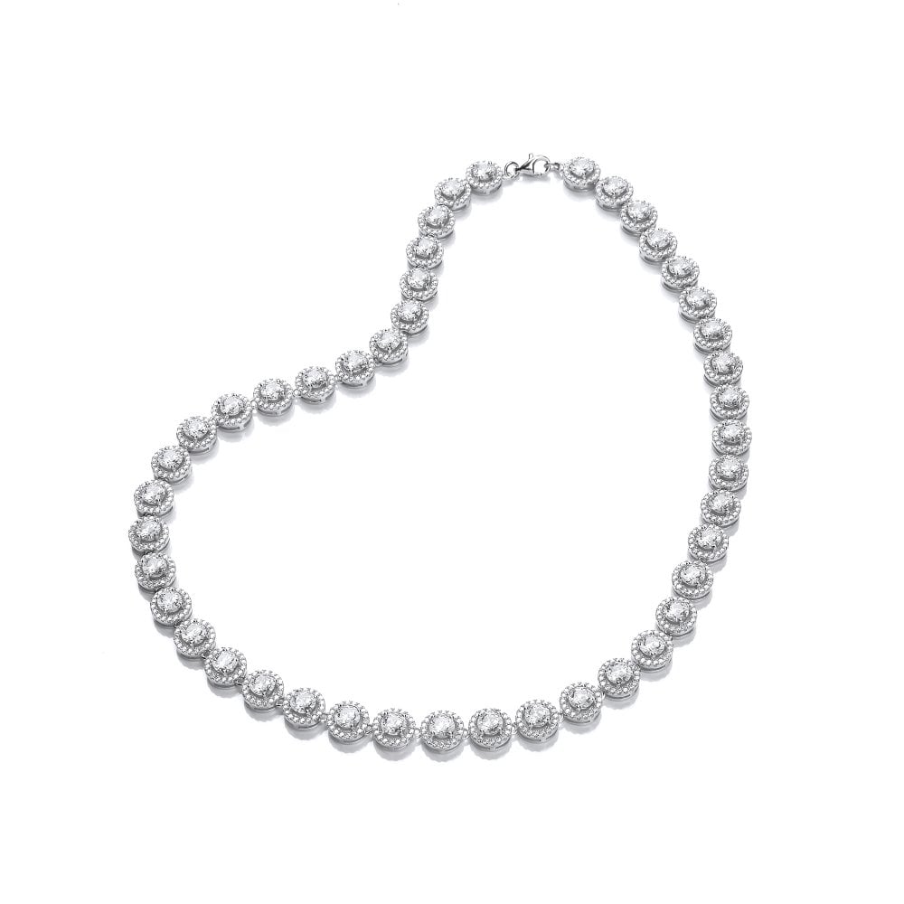 Sterling Silver Halo Necklace Created with Swarovski Zirconia