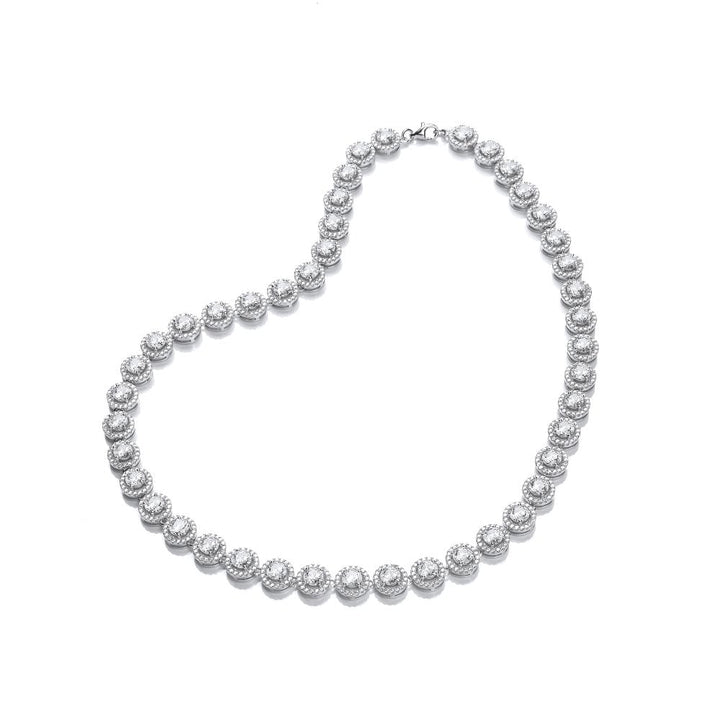 Sterling Silver Halo Necklace Created with Swarovski Zirconia