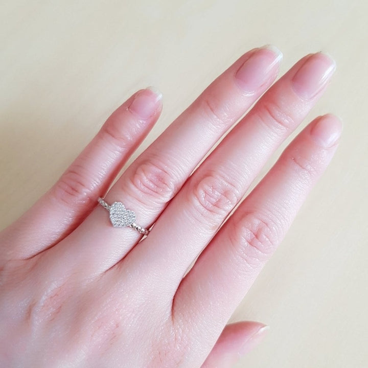 Sterling Silver Heart Bubble Ring Created with Swarovski Zirconia