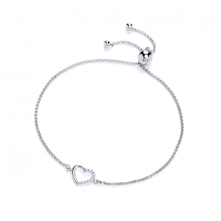 Sterling Silver Heart Friendship Bracelet Created with Swarovski Zirconia