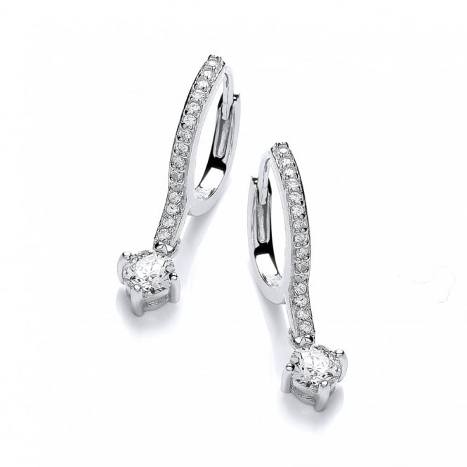 Sterling Silver Hoop Drop Earrings Created with Swarovski Zirconia