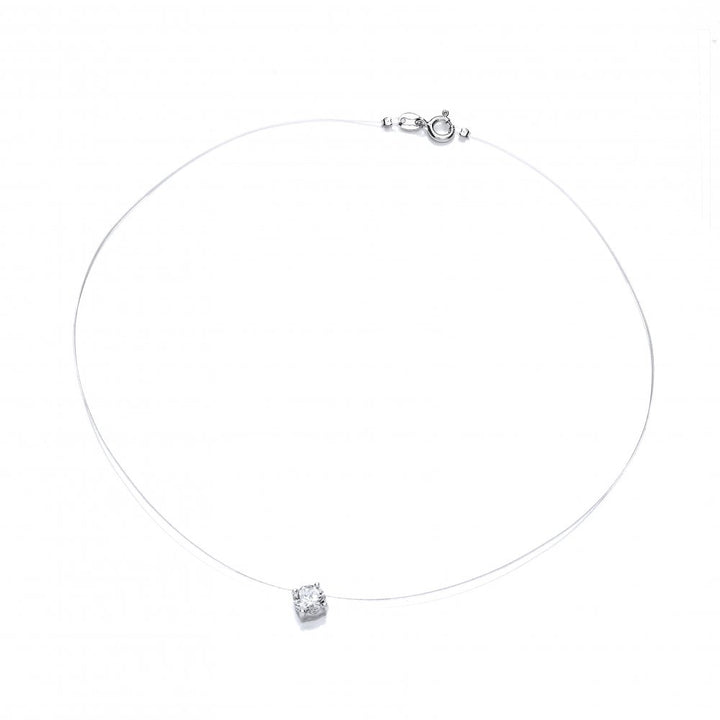Sterling Silver Illusion Claw Set Necklace Made with Swarovski Zirconia