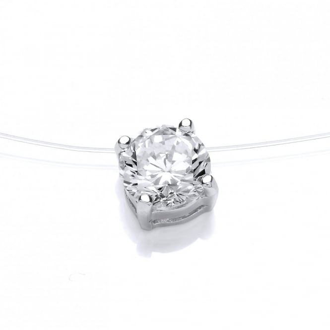 Sterling Silver Illusion Claw Set Necklace Made with Swarovski Zirconia