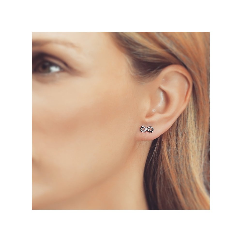 Sterling Silver Infinity Stud Earrings Pave Set Created with Swarovski Zirconia