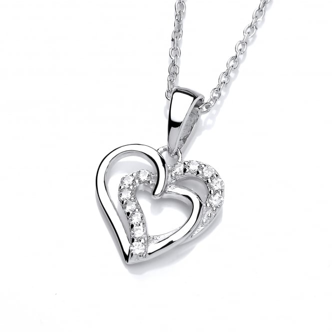 Sterling Silver Intertwined Hearts Necklace Created with Swarovski Zirconia