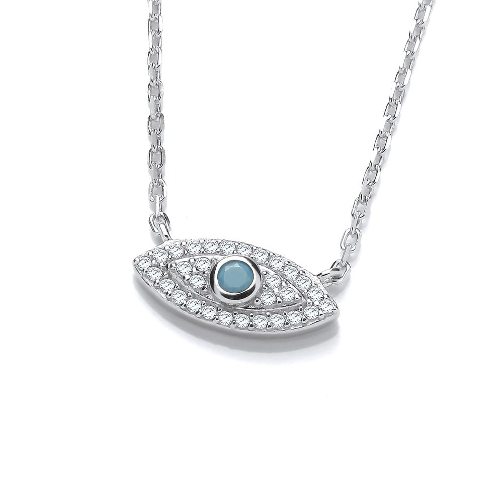 Sterling Silver Light Blue Evil Eye Necklace