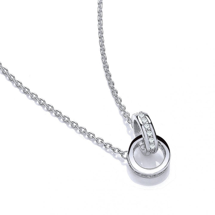 Sterling Silver Linked Rings Necklace Created with Swarovski Zirconia