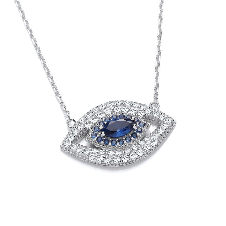 Sterling Silver Marquise Evil Eye Necklace