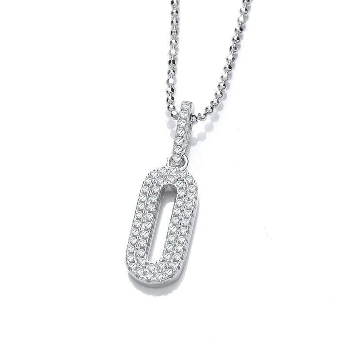 Sterling Silver Oblong Double Pave Set Pendant & Chain Created with Swarovski Zirconia