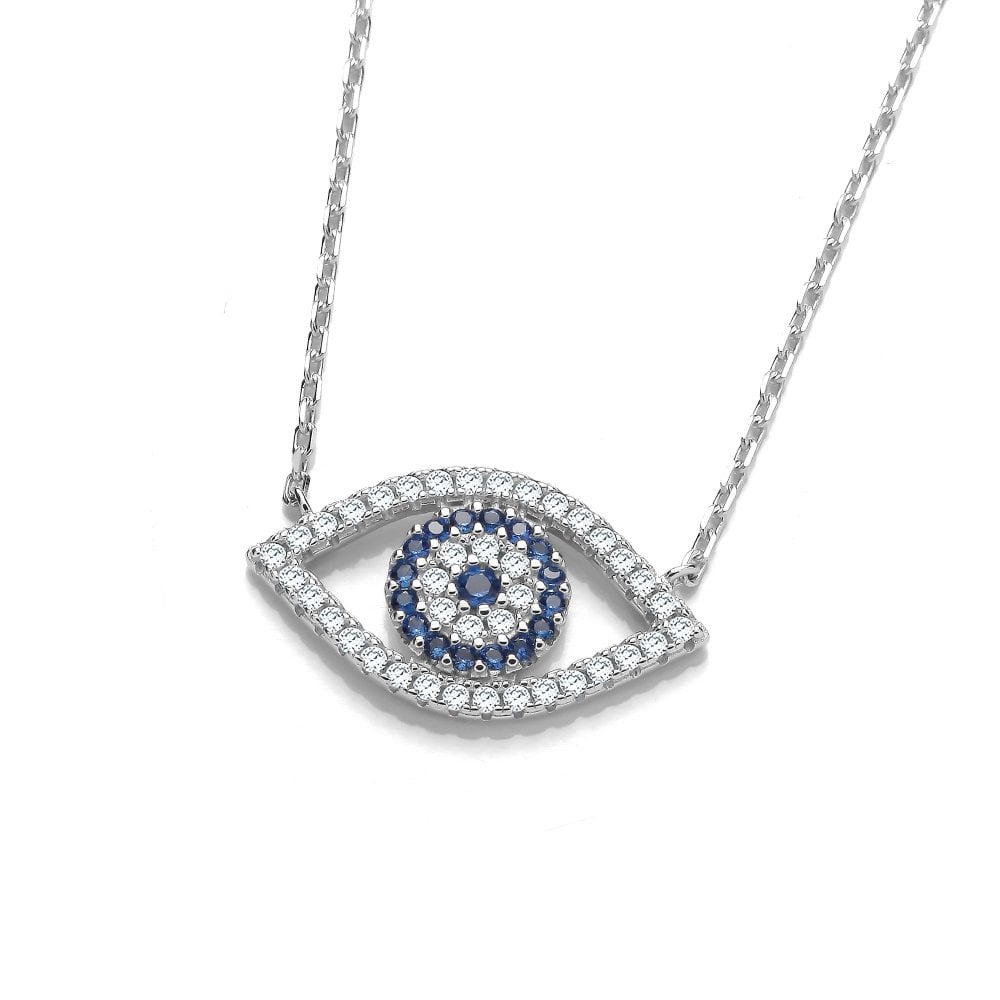 Sterling Silver Outlined Evil Eye Necklace