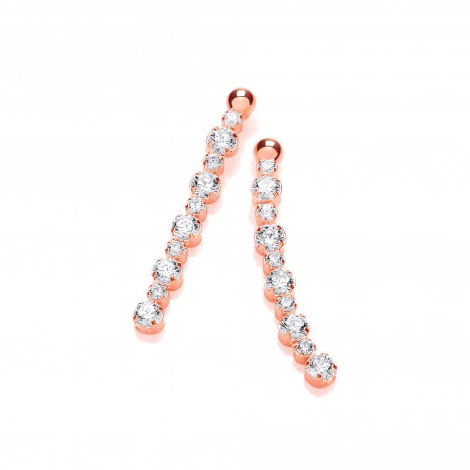 Sterling Silver Rose Gold Plated Fine Drop Earrings Created with Swarovski Zirconia