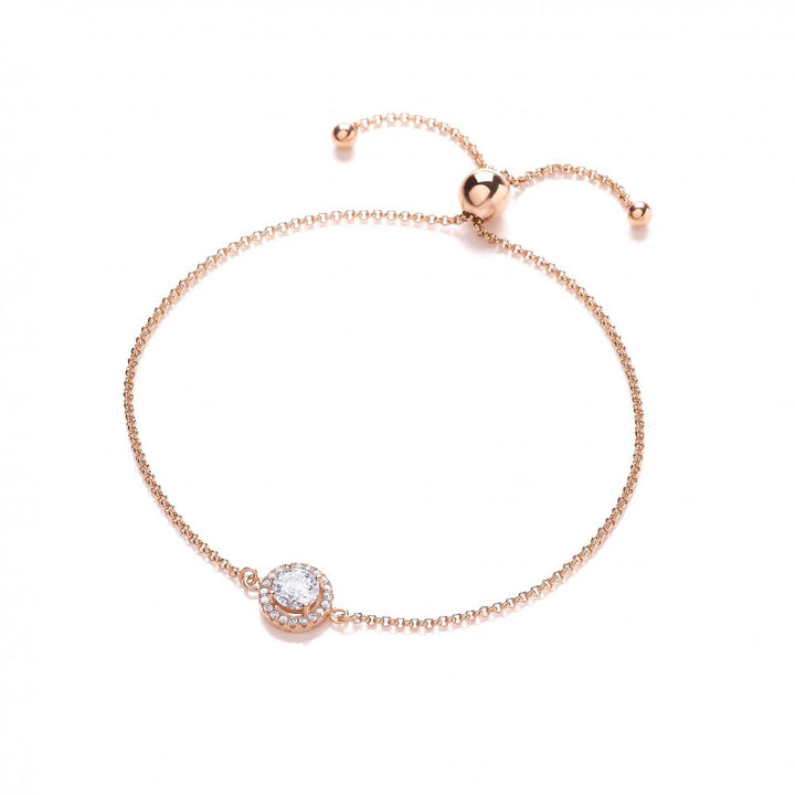 Sterling Silver & Rose Gold Plated Halo Friendship Bracelet Created with Swarovski Zirconia