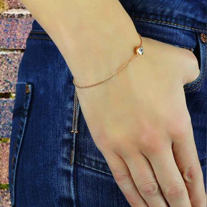 Sterling Silver & Rose Gold Plated Solitaire Friendship Bracelet Created with Swarovski Zirconia