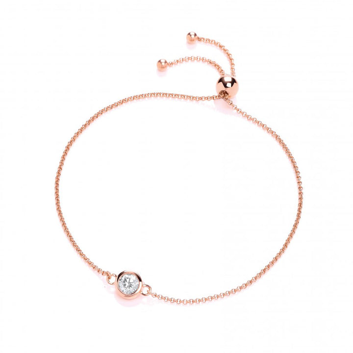 Sterling Silver & Rose Gold Plated Solitaire Friendship Bracelet Created with Swarovski Zirconia