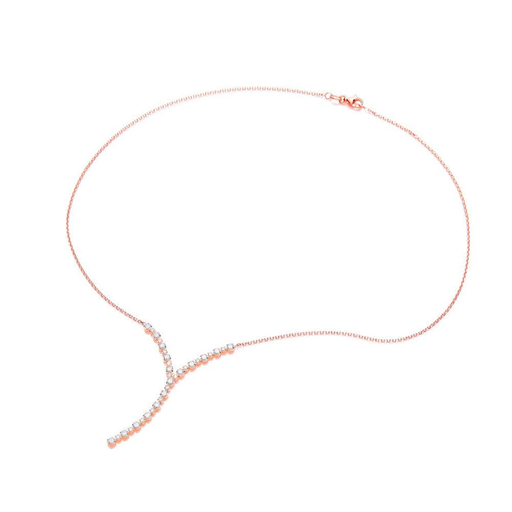 Sterling Silver Rose Gold Plated Y-Shaped Drop Necklace Created with Swarovski Zirconia