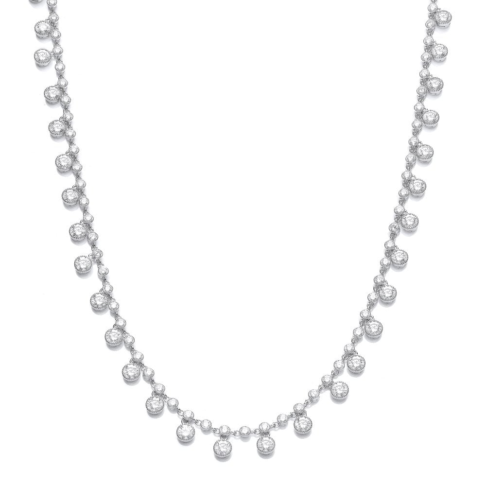 Sterling Silver Round Drops Tennis Necklace