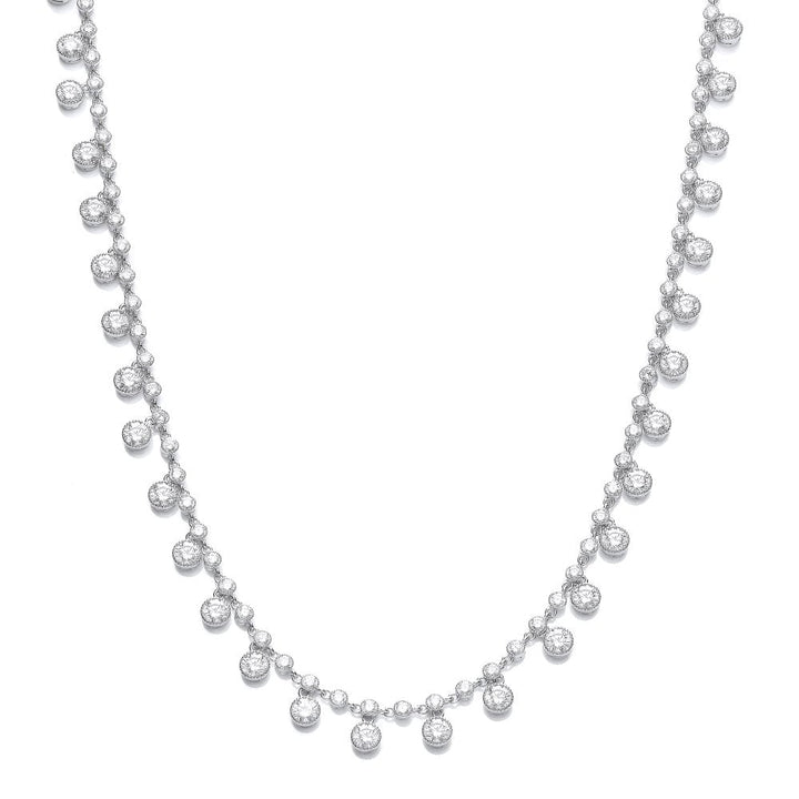 Sterling Silver Round Drops Tennis Necklace