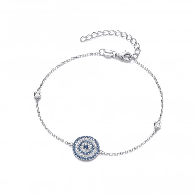 Sterling Silver Round Evil Eye Bracelet