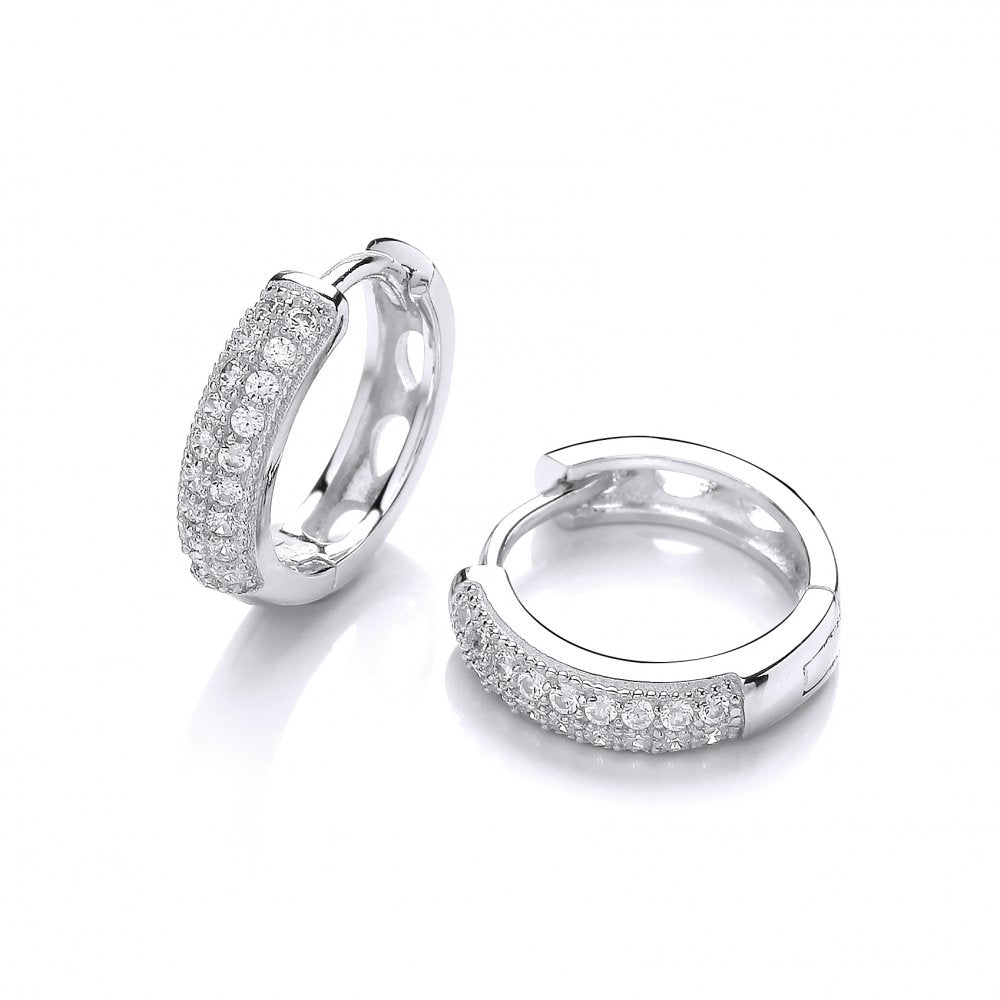 Sterling Silver Round Hoop Earrings Created with Swarovski Zirconia