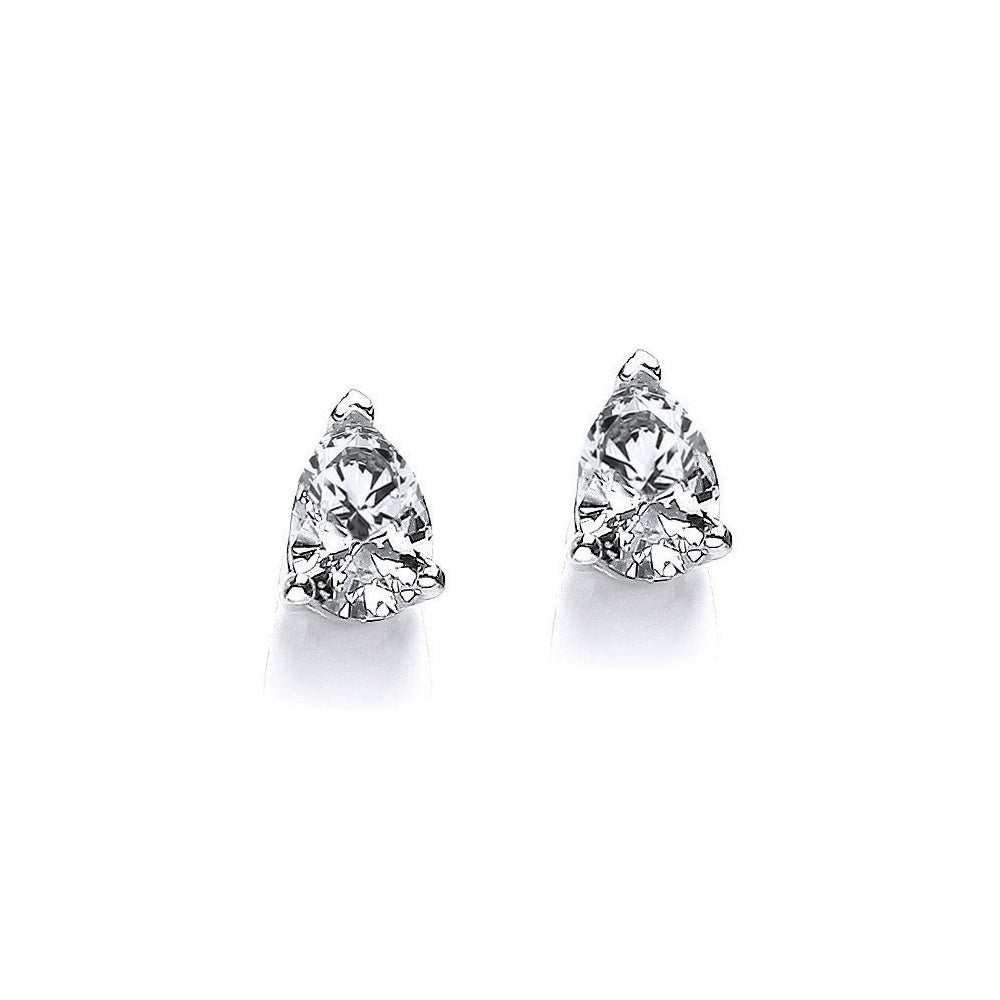 Sterling Silver Simple Tear Drop Claw Set Studs Created with Swarovski Zirconia