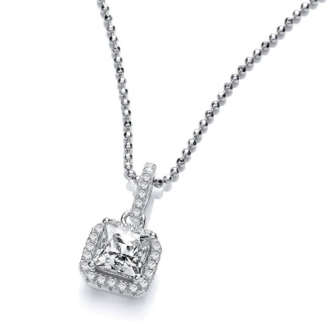 Sterling Silver Square Cluster Necklace Created with Swarovski Zirconia