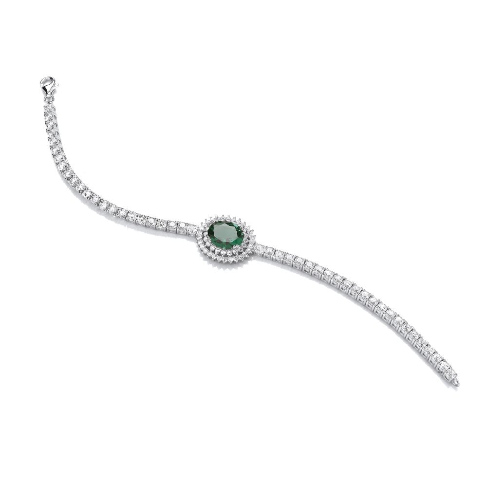 Sterling Silver Statement Green Halo Tennis Bracelet