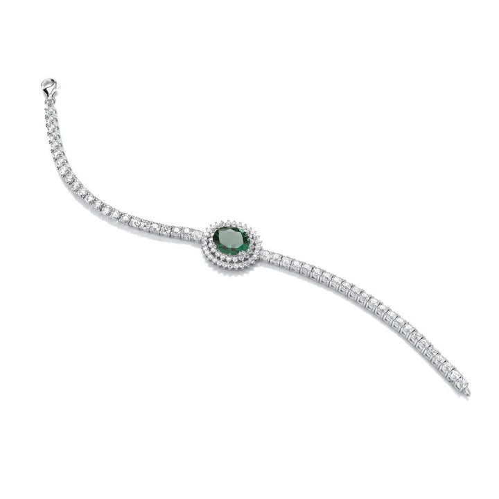 Sterling Silver Statement Green Halo Tennis Bracelet