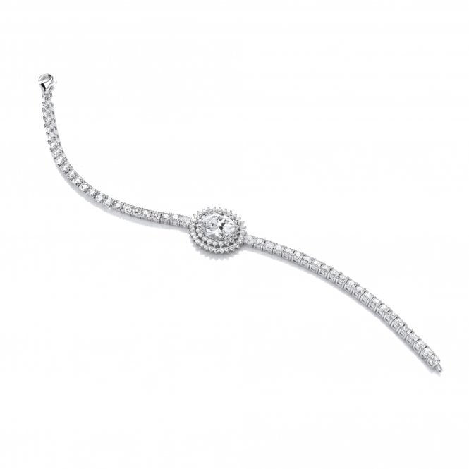 Sterling Silver Statement Halo Tennis Bracelet
